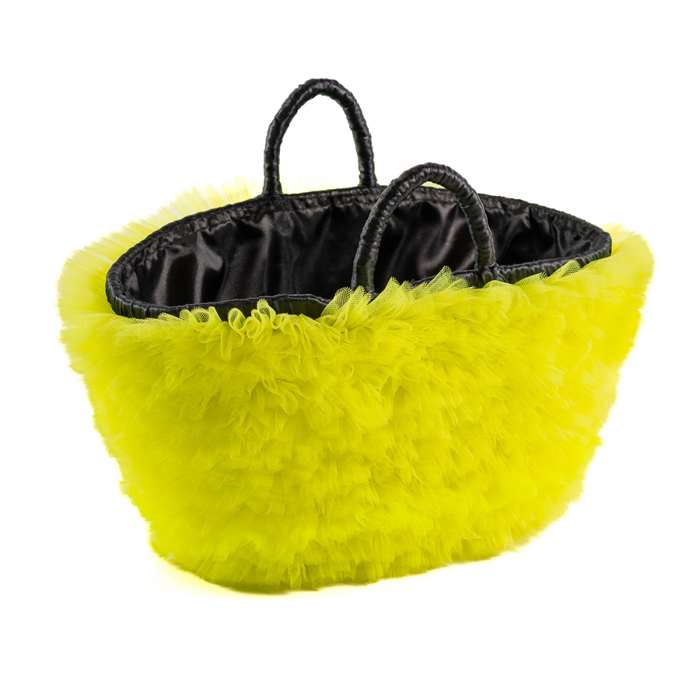 borse per cani di lusso gialla in paglia e tulle